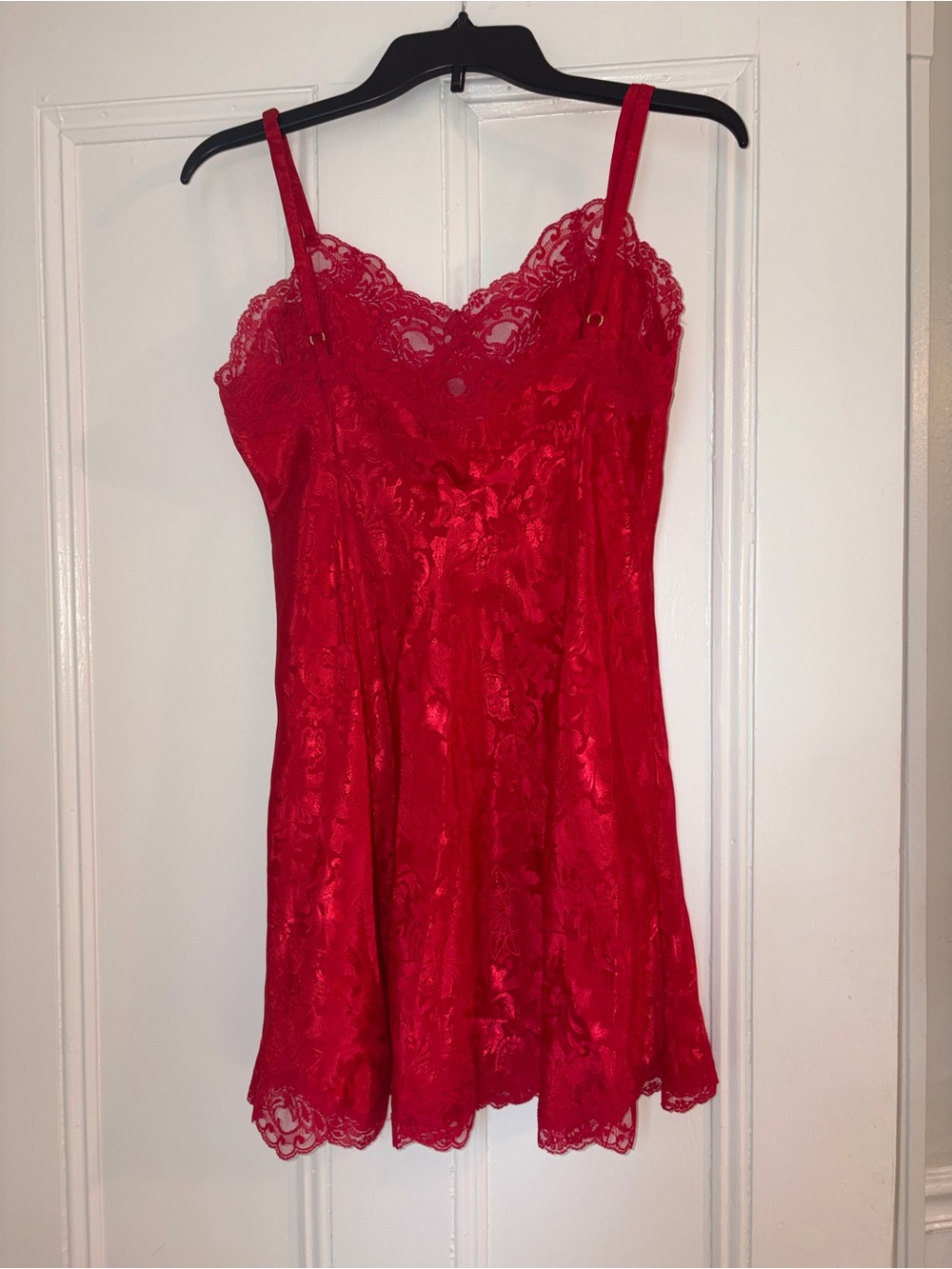 Vintage 90s Victoria’s Secret Hold Label Red Lace Chemise Nightgown